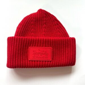 Coach Red Knit Beanie